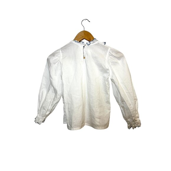 Bella Bliss Girls White Ruffle Blouse Size 8 – 100% Cotton Long Sleeve Victorian - Picture 4 of 6
